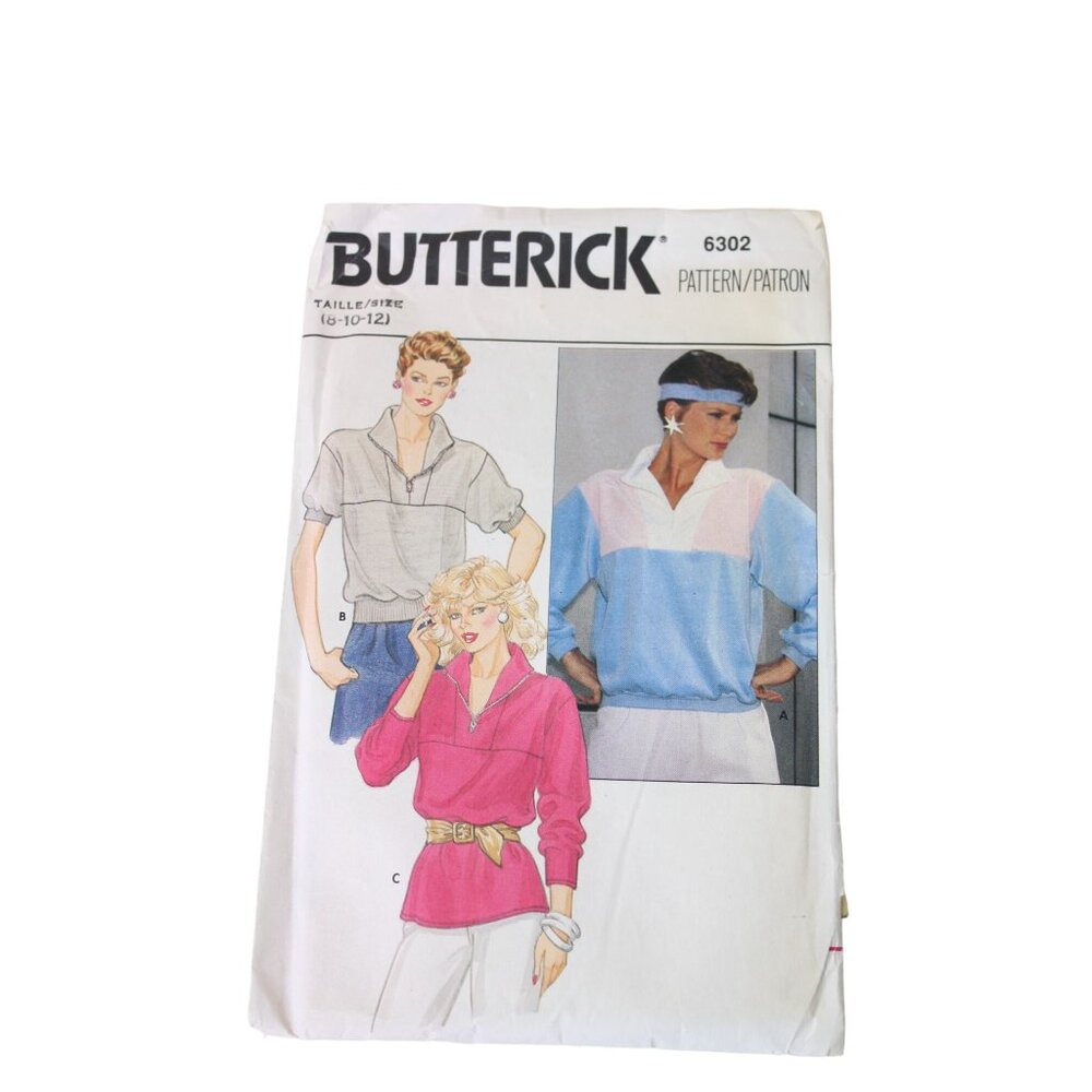 Butterick 6302 Top Loose Fitting Pullover Size 8 10 Vintage 91364